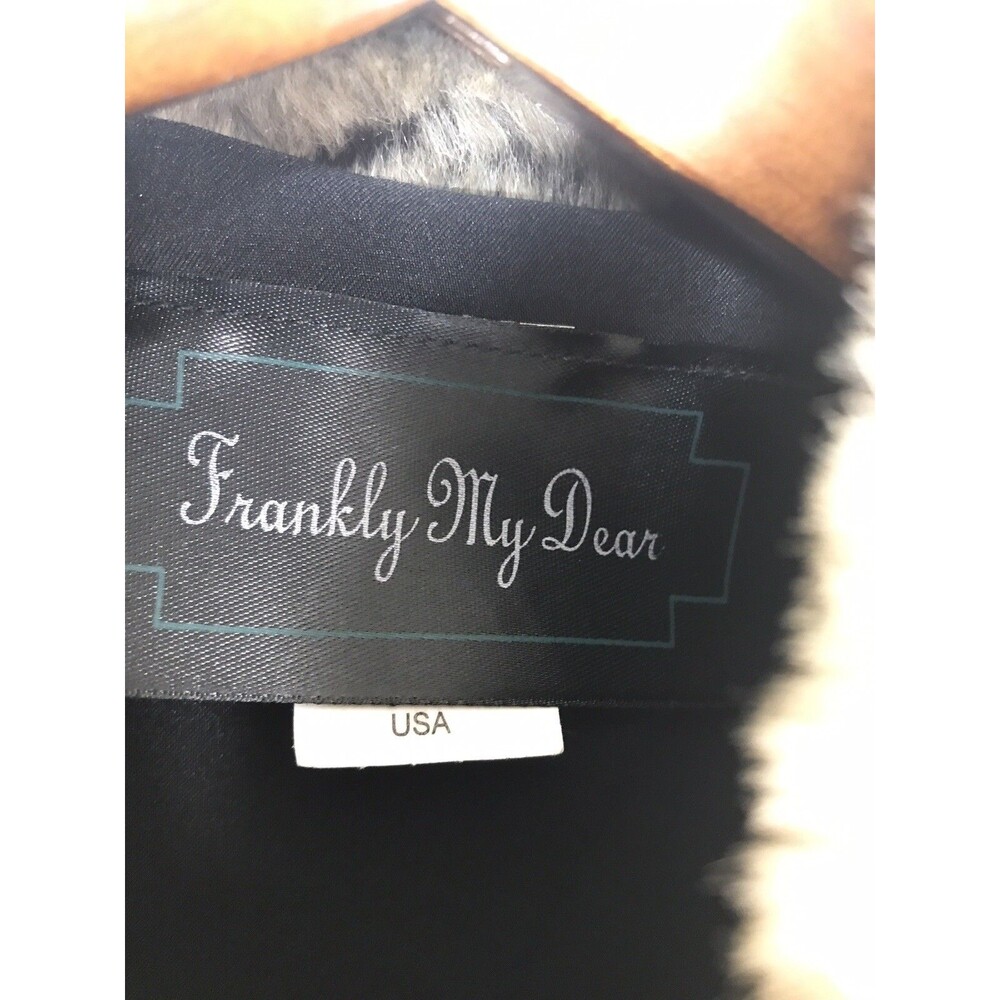 Frankly My Dear US Faux Fur Vest Small Brown Black Zip Vintage size Large - Picture 4 of 8